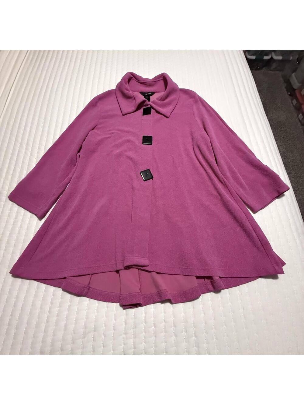 Ali Miles Tunic / Jacket M Medium Pink Collared Button Down Lagenlook Oversized
